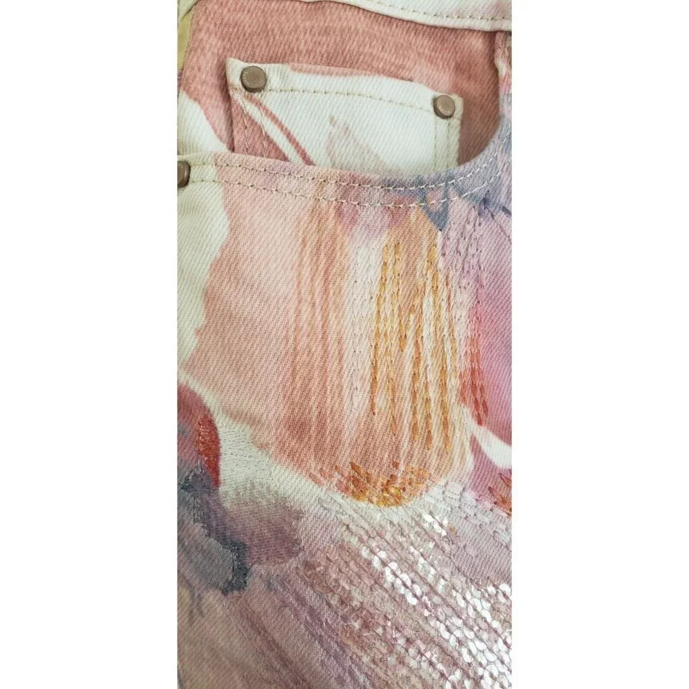 NWT GUESS GIRLY SEQUIN METRO FLOWER SKINNY JEANS W 25 - Picture 13 of 13